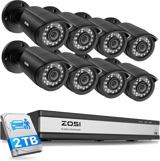 ZOSI 16 Channel Security Camera System, 8 x 1080P Outdoor Indoor Weatherproof by ZOSI
