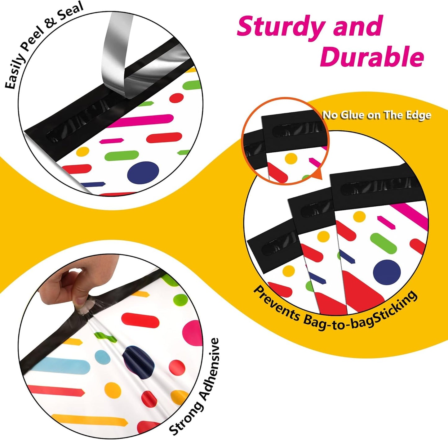 Poly Mailers 10x13 Inch 25 Pcs - Color Stripe Printed Shipping Bags, 2.4mil Thickness, Waterproof and Tear Resistant Mailing Envelopes, Self-Sealing Packaging Bags for Small Business