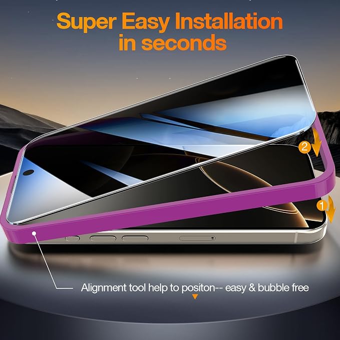 YMHML Compatible for iPhone 16 Pro Privacy Screen Protector Tempered Glass - Image 6