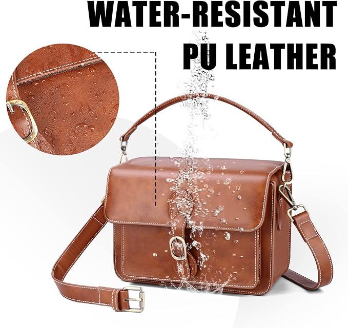 Cwatcun Camera Shoulder Bag Compact Camera Case Waterproof Retro Compatible - Image 3