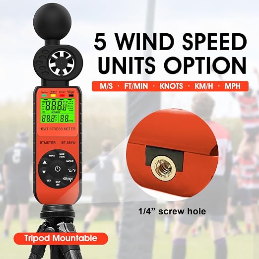 BTMETER BT-881W Heat Stress Meter Anemometer, Digital Indoor/Outdoor WBGT Meter - Image 6