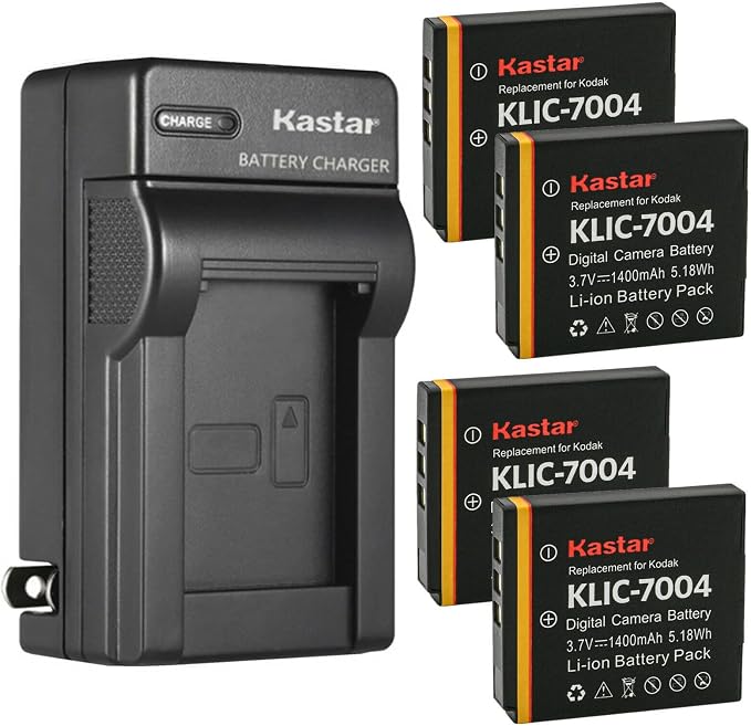 Kastar 4-Pack KLIC-7004 Battery and AC Wall Charger Replacement by Kastar