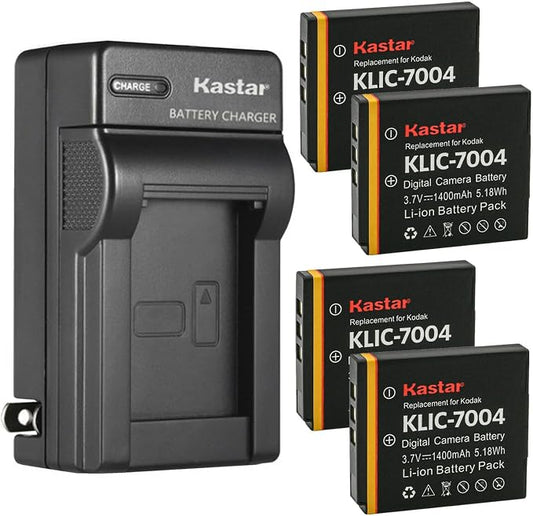 Kastar 4-Pack KLIC-7004 Battery and AC Wall Charger Replacement by Kastar
