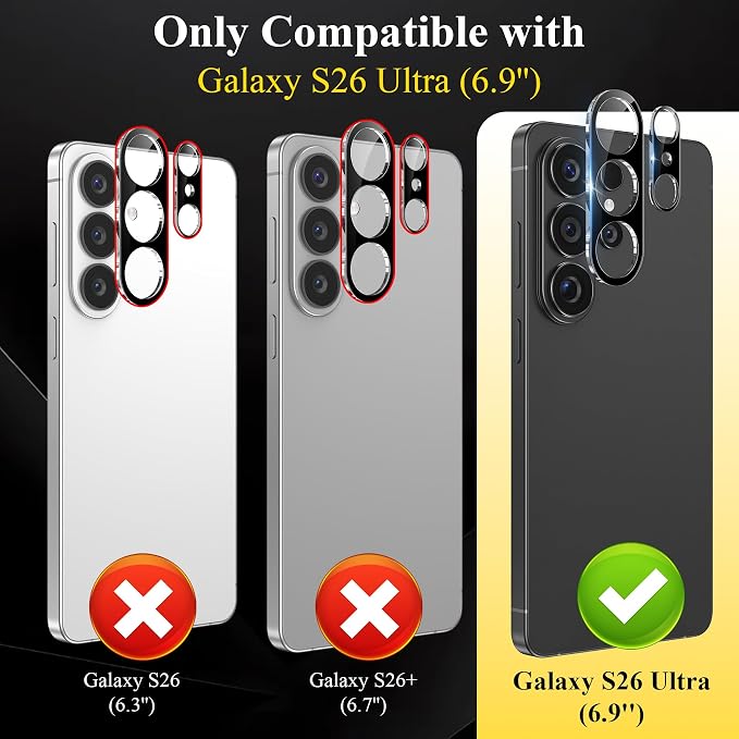 4 Pack for Samsung Galaxy S26 Ultra Camera Lens Screen Protector, 9H Tempered - Image 2