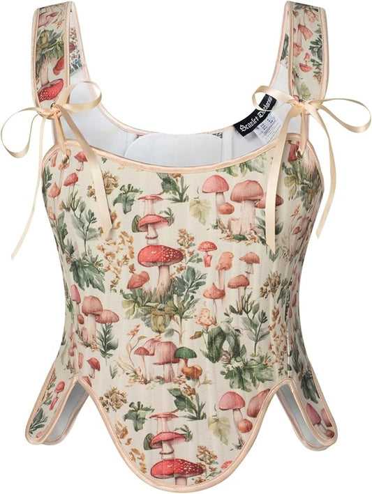 SCARLET DARKNESS Bustier Tops for Women Renaissance Floral Lace Up Bodyshaper by SCARLETDARKNESS