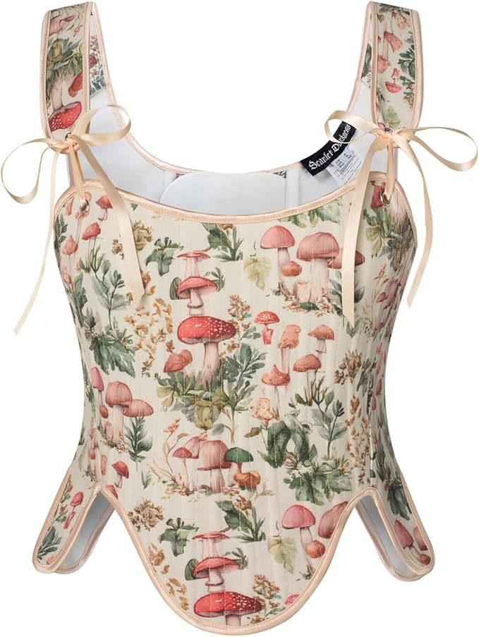 SCARLET DARKNESS Bustier Tops for Women Renaissance Floral Lace Up Bodyshaper by SCARLETDARKNESS