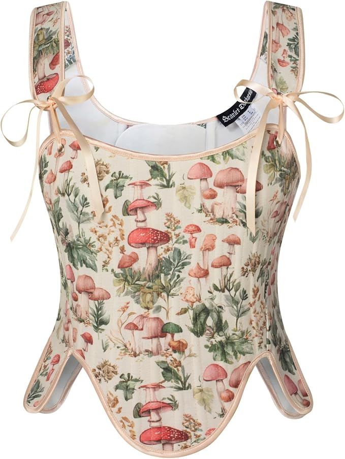 SCARLET DARKNESS Bustier Tops for Women Renaissance Floral Lace Up Bodyshaper by SCARLETDARKNESS