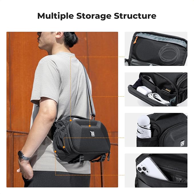 K&F CONCEPT Hardshell Camera Bag, Crossbody Camera Sling Bag - Image 3
