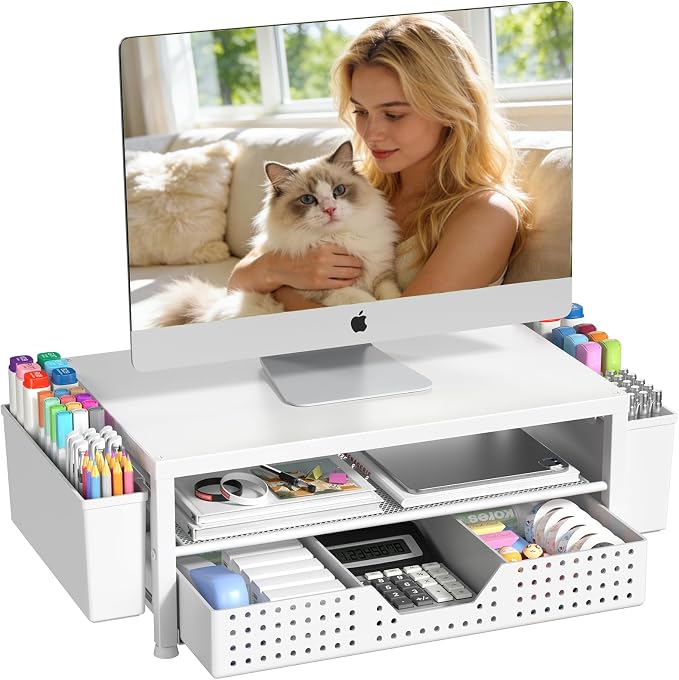 OPNICE Desk Organizers and Accessories, 2-Tier Computer Monitor Stand Riser by OPNICE