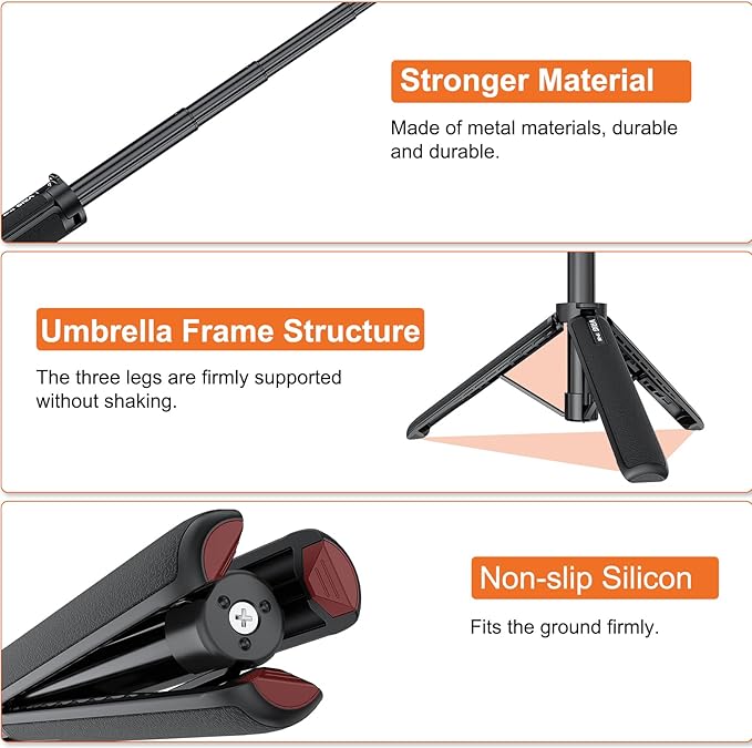 VRIG 20.1" Mini Extendable Gopro Tripod, Portable Selfie Stick Tripod - Image 4