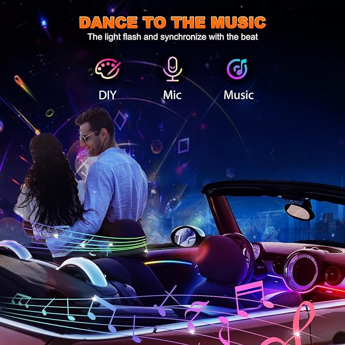 Jushope Interior Car LED Strip Lights, Acrylic LED Lights - Image 5