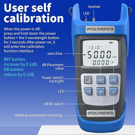 2-Piece Rechargeable high-Precision Optical Power Meter A-C510A Fiber Tester & - Image 5