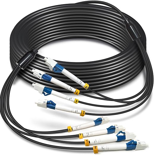10 Meters 4 Core Industrial TPU LC to LC Outdoor Armored Fiber Optic Cable by YUTIANHOME
