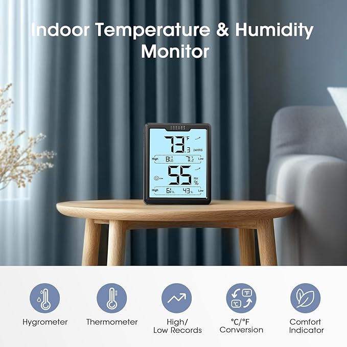 DOQAUS Digital Hygrometer Room Thermometer Indoor, Humidity Meter - Image 4