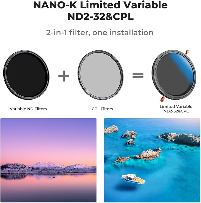 K&F CONCEPT 58mm Variable ND2-32 & Circular Polarizing Lens Filter in 1 - Image 2