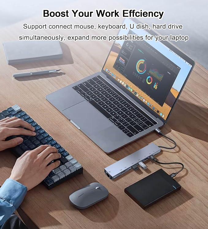 USB C Hub Ethernet HDMI Adapter, 8 in 1 Laptop Docking Station - Image 7