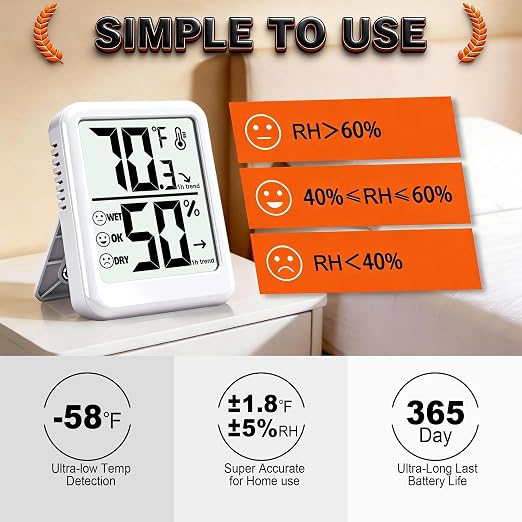 Room Thermometer Indoor Hygrometer Humidity Meter Gauge Digital Temperature and - Image 4