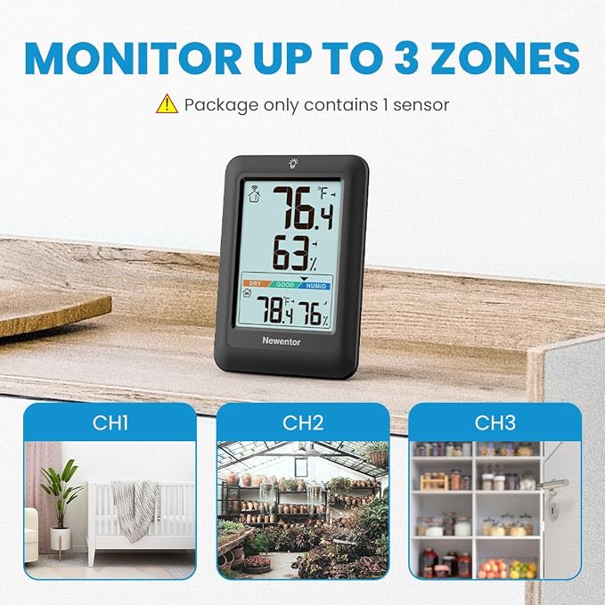 Newentor Indoor Outdoor Thermometer Wireless, Weather Station - Image 3