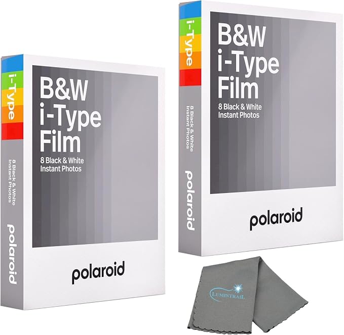 Polaroids Black & White Instant Film, 2 Pack, 16 Photos, B&W Film Works by Lumintrail