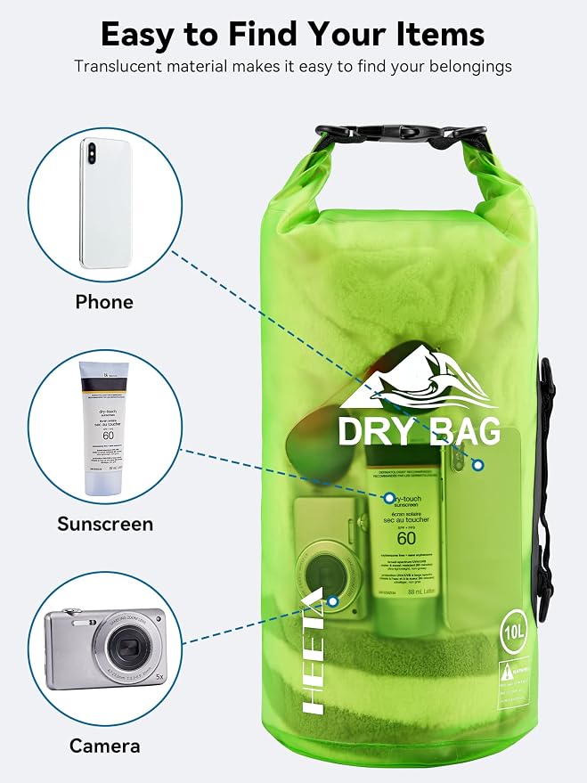 HEETA Dry Bag Waterproof for Women Men, 5L/10L/20L/30L/40L Roll Top Lightweight - Image 7