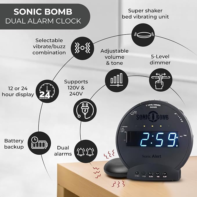 Sonic Alert Sonic Bomb Dual Alarm Clock - Image 5