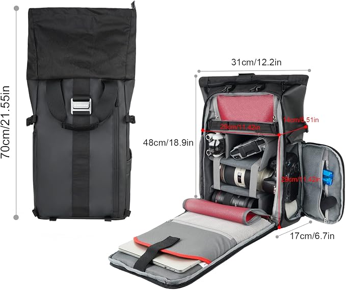 Besnfoto Camera Backpack Waterproof Camera Bag Satchel - Image 6