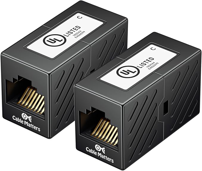 Cable Matters 2-Pack 10Gbps Cat 6 Ethernet Coupler in Black, Compatible by CableMatters