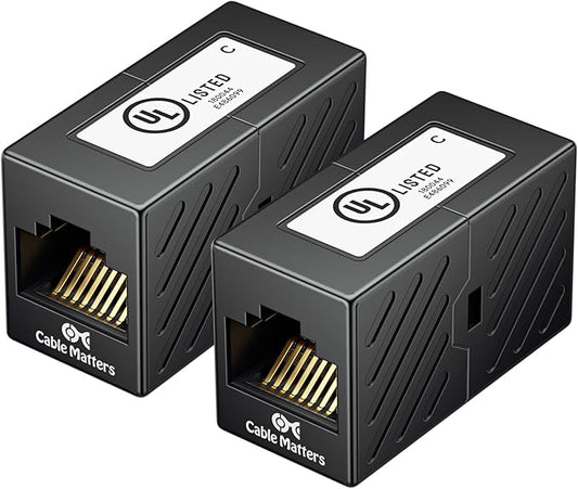 Cable Matters 2-Pack 10Gbps Cat 6 Ethernet Coupler in Black, Compatible by CableMatters