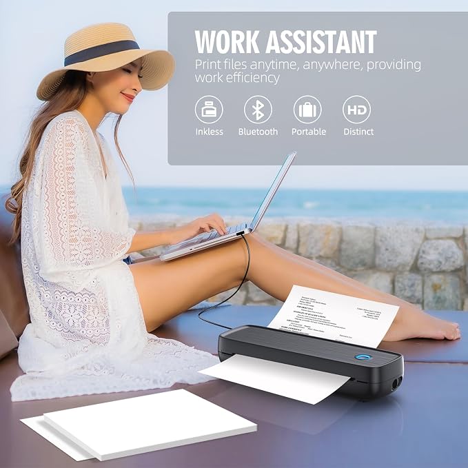 Portable Inkless Printer, Wireless Bluetooth Thermal Printer - Image 6
