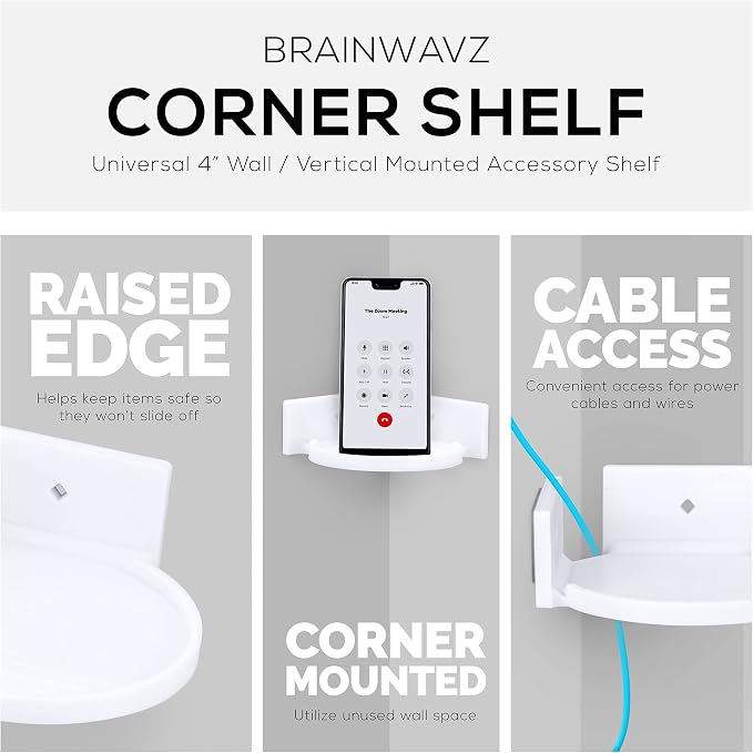 BRAINWAVZ 4” Small Floating Shelf, Adhesive & Screw in, - Image 5