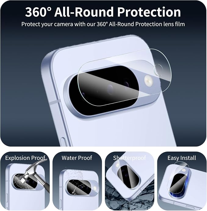 4-Pack Camera Lens Protector for Google Pixel 10, Tempered Glass Camera Cover - Image 4