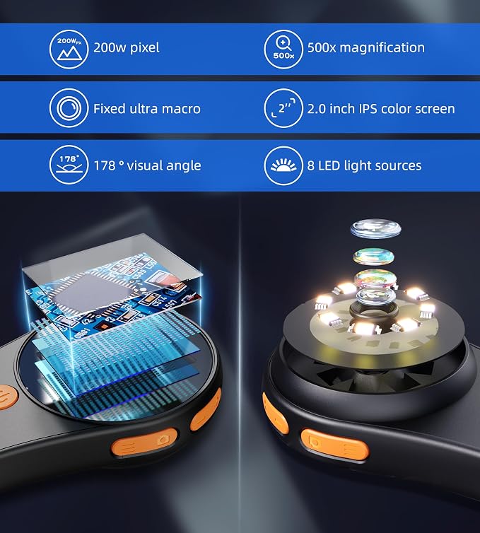T TAKMLY Magnifying Glass with Light Portable Handheld USB Digital Microscope - Image 6