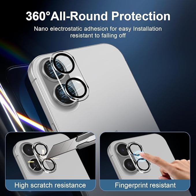 NEW'C 3x for iPhone 16 Plus Screen Protector+ 3x Camera Lens Protector - Image 4