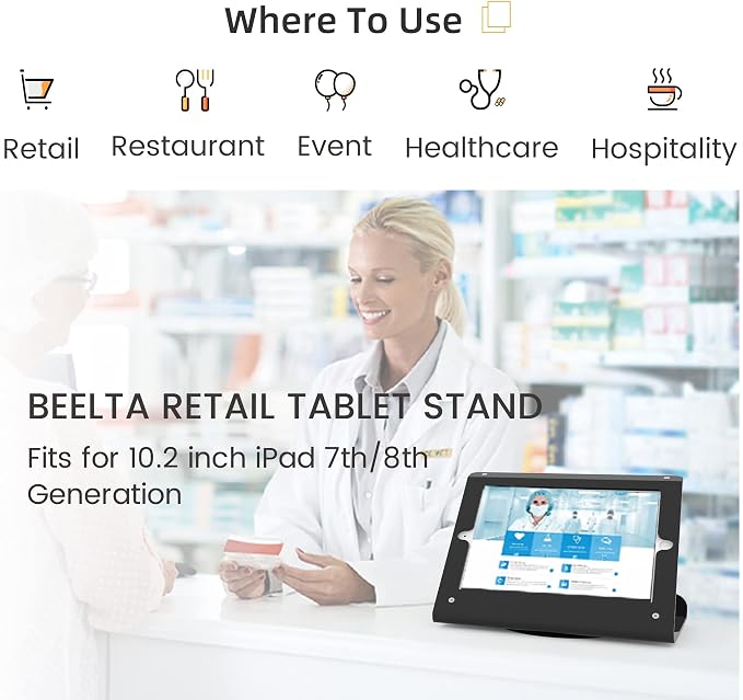 Tablet Kiosk POS Stand Compatible 10.2” iPad 7 8 9 Generation - Image 4