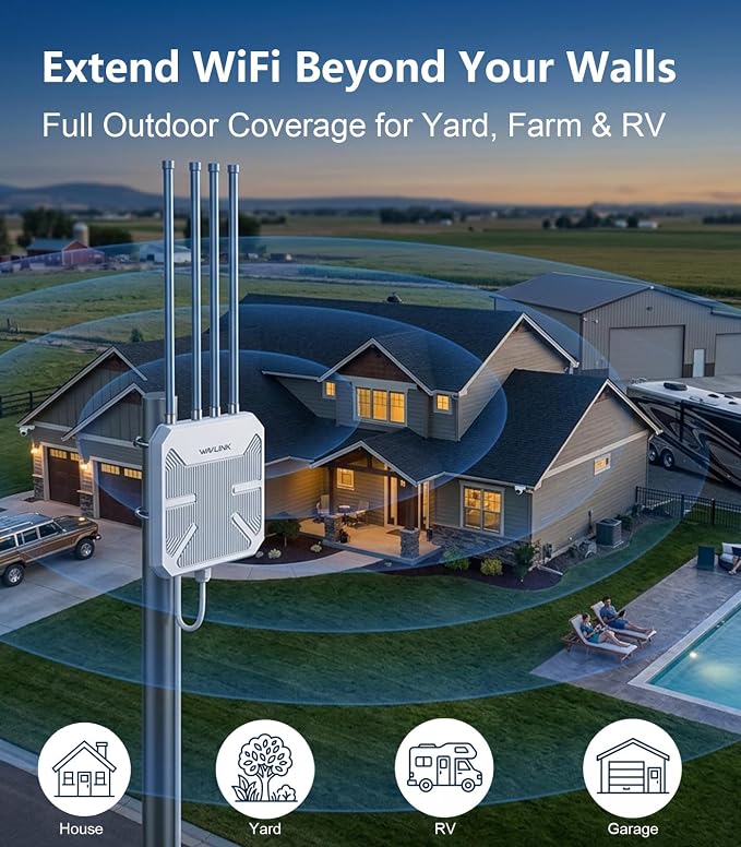 WAVLINK AX1800 Outdoor WiFi 6 Extender, Long-Range High-Power Outdoor Access - Image 2