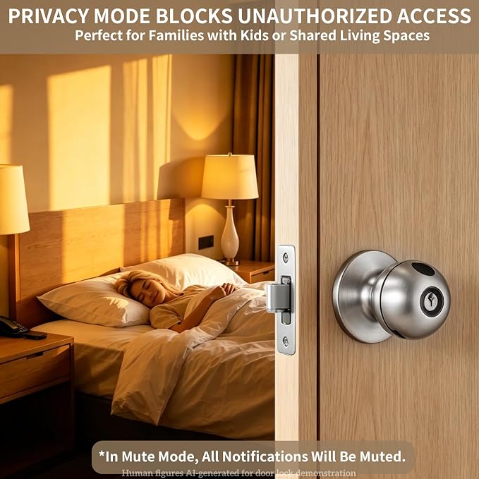 Fingerprint Door Lock, Self-Learning Biometric Smart Door Knob | 4 Modes - Image 5