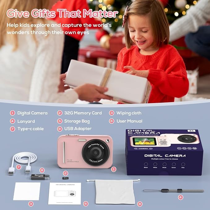 Digital Camera for Kids, 48MP FHD 1080P Point and Shoot Digital Cameras - Image 7