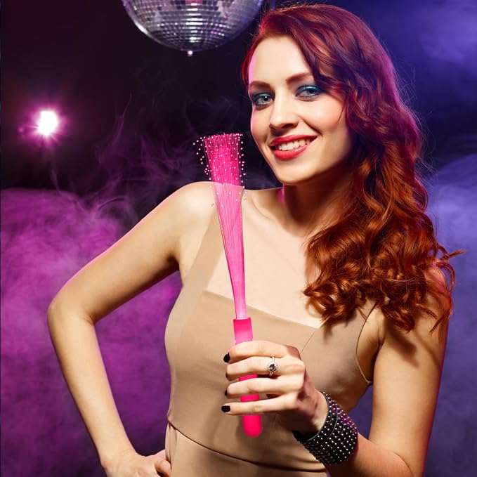 36 Pack Pink Glow Sticks Light Up Fiber Optic Stick Glow Wands Bulk - Image 3