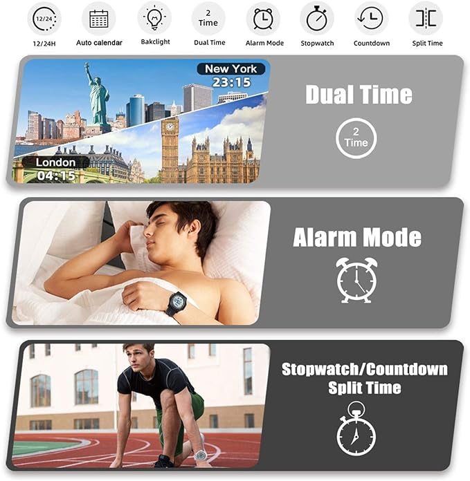 Beeasy Digital Watch for Men Women, 50M Waterproof, Ultra-Thin & Lightweight - Image 3