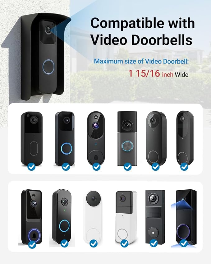 Ring Doorbell Cover Weatherproof, Metal Doorbell Rain Cover Compatible - Image 4