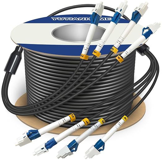 100 Meters 4 Core Industrial TPU LC to LC Outdoor Armored Fiber Optic Cable by YUTIANHOME