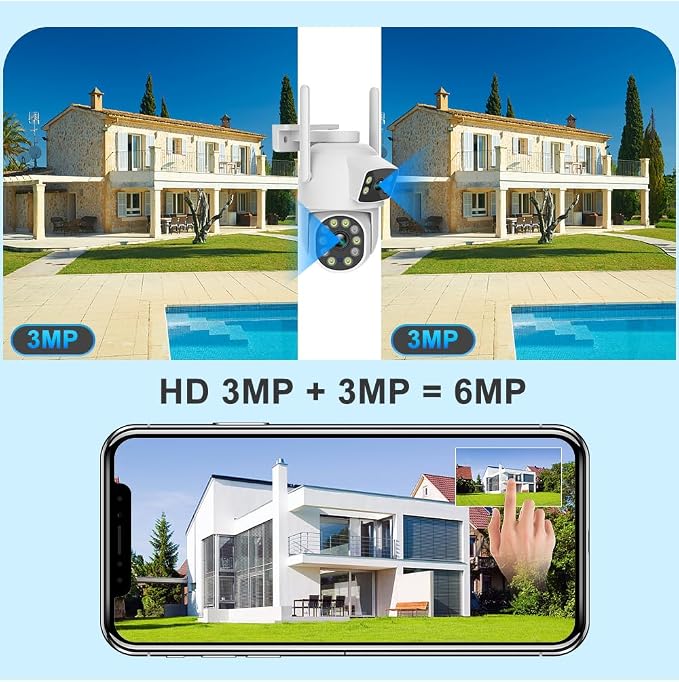 EVERSECU Dual Lens Linkage 6MP WiFi PTZ Security Camera Outdoor, 360° View - Image 5