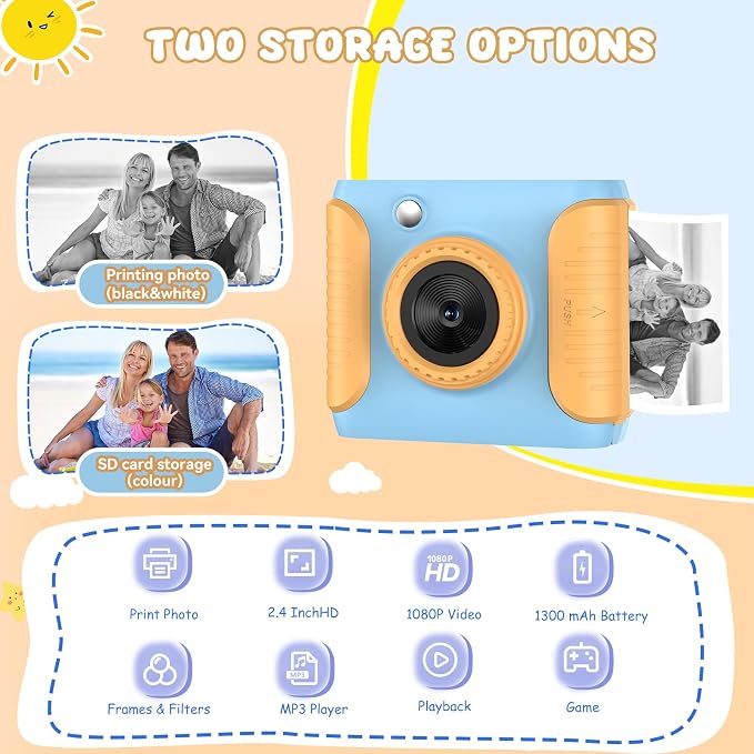 Instant Print Camera for Kids, 2.4 Inch Screen Kids Instant Cameras, Christmas - Image 2