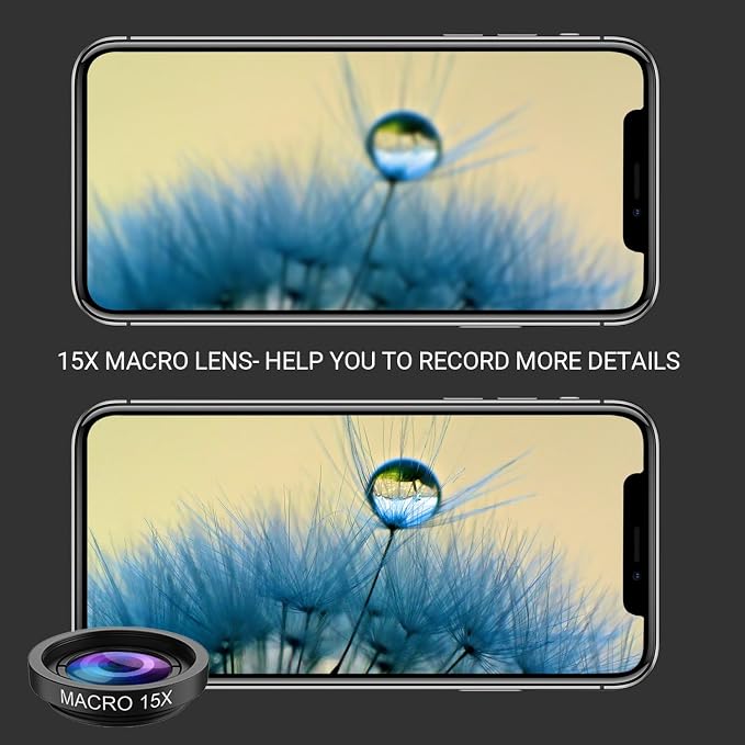 MIAO LAB 5 in 1 Phone Camera Lens Kit -0.63X Wide Angle Lens & 15X Macro - Image 2