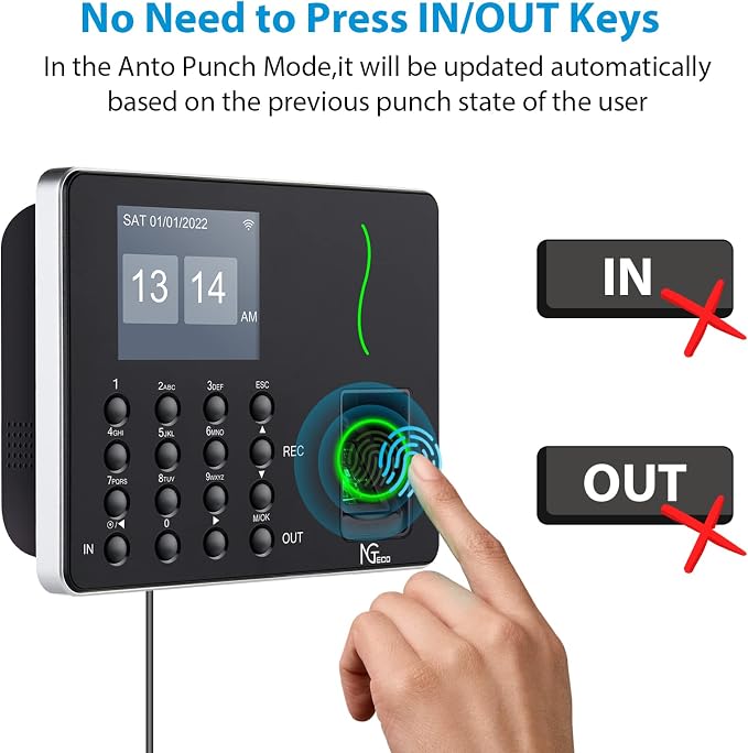 NGTeco APP-Based Time Clock, Fingerprint & PIN Time Clocks - Image 7