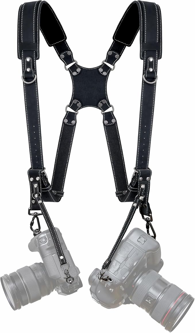 Padwa Lifestyle Black Frosted Dual Camera Harness Strap by PadwaLifestyleCameraStrap
