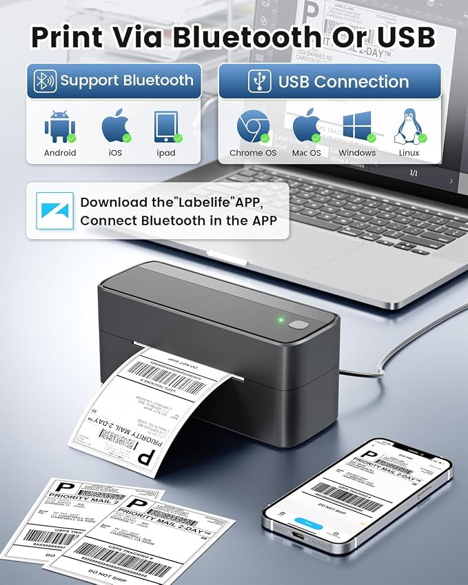 Phomemo Bluetooth Shipping Label Printer, 241BT 4X6 Wireless Thermal Printer - Image 2