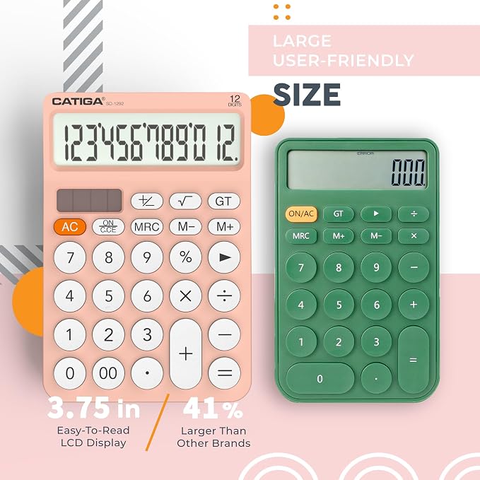 CATIGA 12 Digit Desktop Calculator Basic Desk Calculator - Image 2