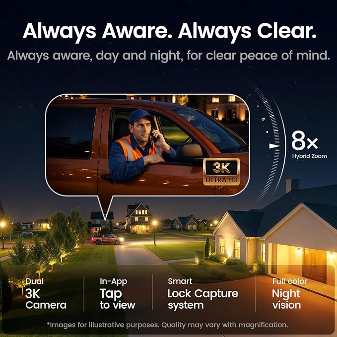 aosu T2 Pro Solar Security Cameras Wireless Outdoor, 4 Cam Kit, 3K Dual Cam No - Image 6
