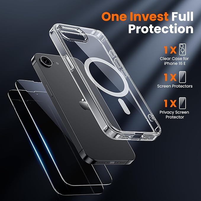 toushion 3 in 1 for iPhone 16E Case Clear/iPhone 17E Case, Not Yellowing - Image 2